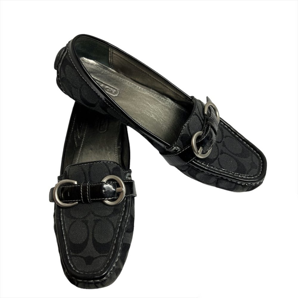 Coach Signature Loafers Sharin size 7.5 Jacquard Buckle Slip On Shoes